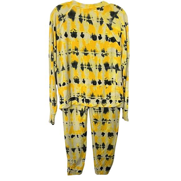 CABI 2-PC PAJAMA SET-LOUNGER, LONG SLV, WOMENS, TOP-L, BOTTOMS-M, YELLOW/DK GREY - Picture 3 of 12